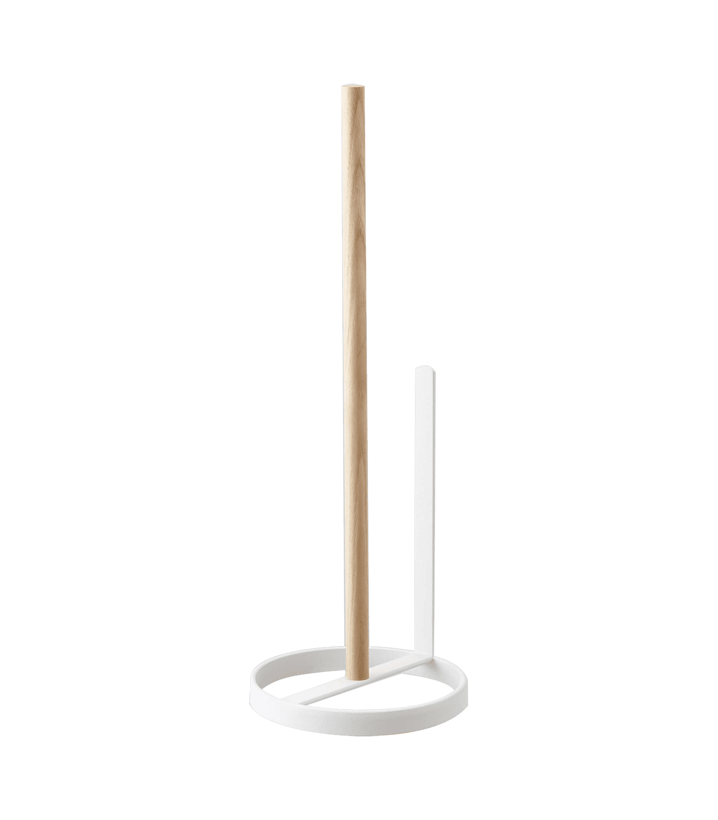 White Powder-Coated Steel and Ash Toilet Paper Stand