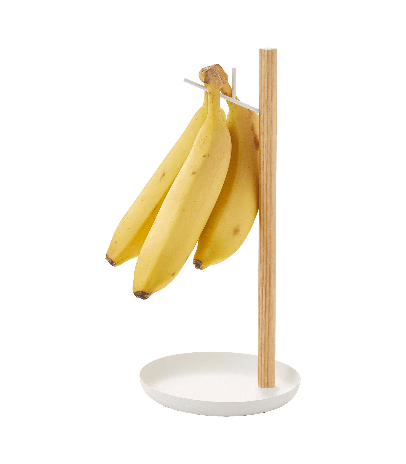 White Steel and Wood Banana Hanger Stand