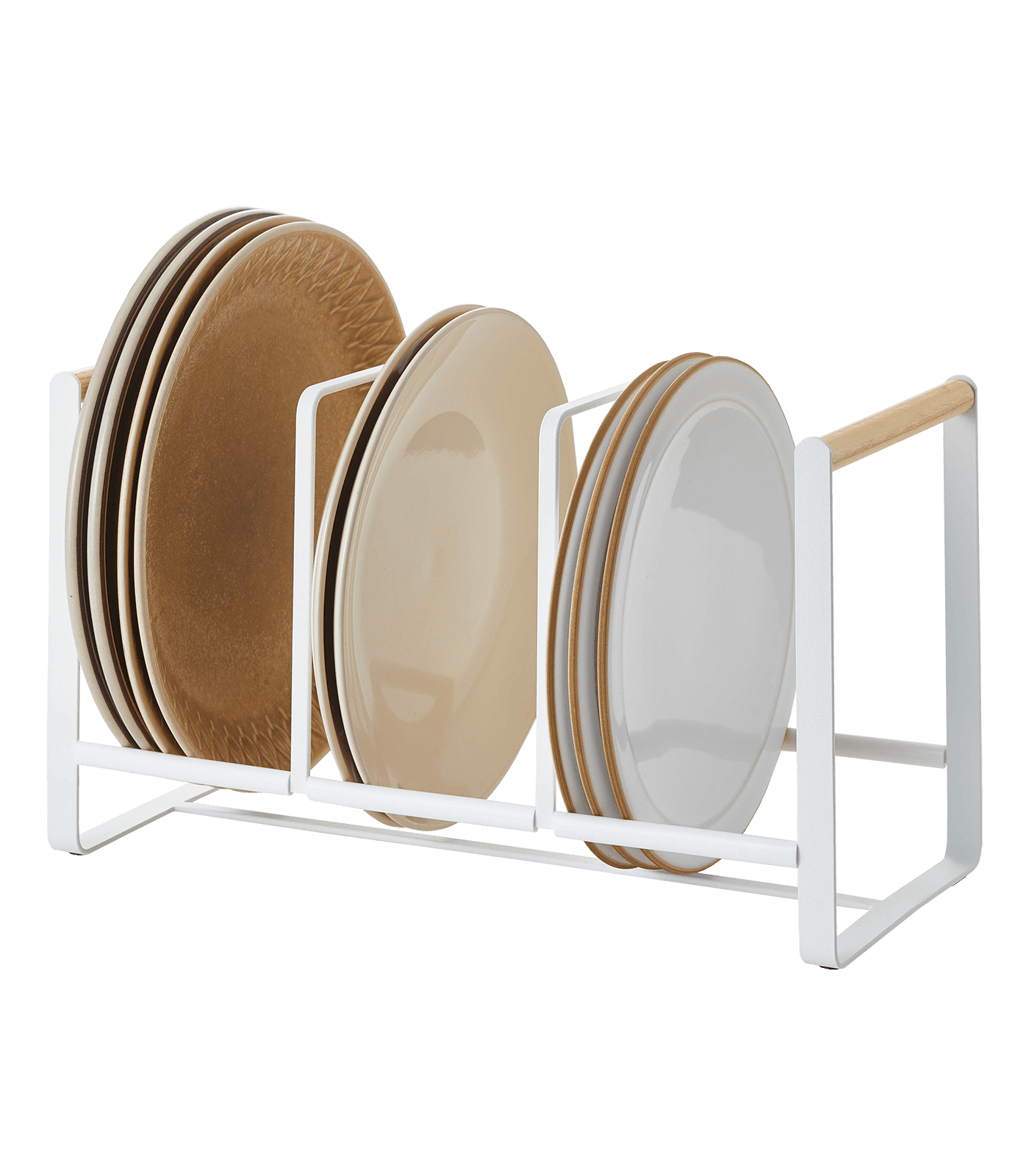 Tosca Wood-Accented Metal Dish Storage Rack 13.6" Wide