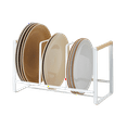 thumbnail image 1 of Yamazaki Home Vertical Plate Organizer, White, Steel + Wood, Supports 19.8 pounds, No Assembly, 1 of 6