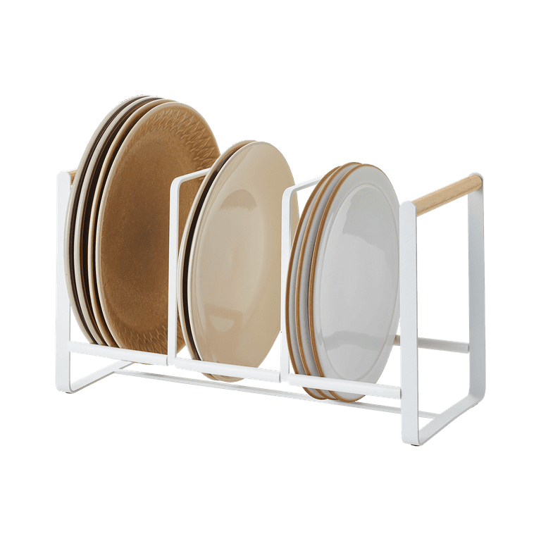 Yamazaki Home Vertical Plate Organizer, White, Steel Wood