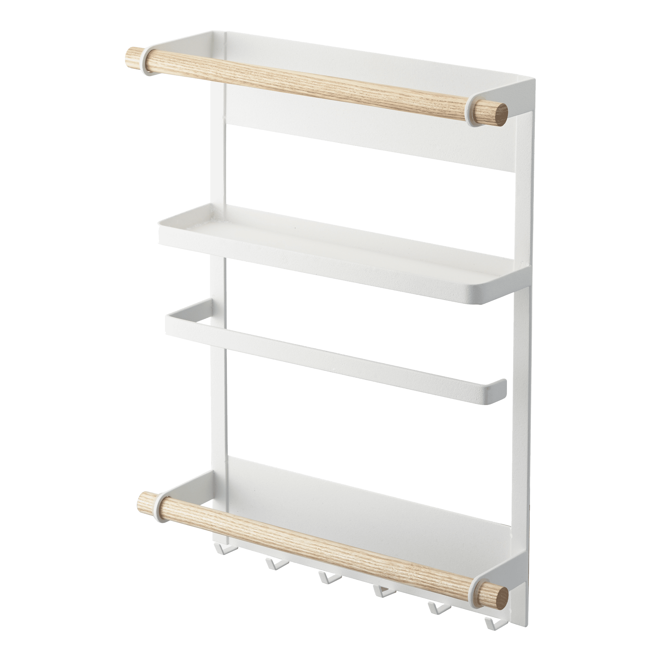 White and Natural Steel Magnetic Kitchen Organizer Rack