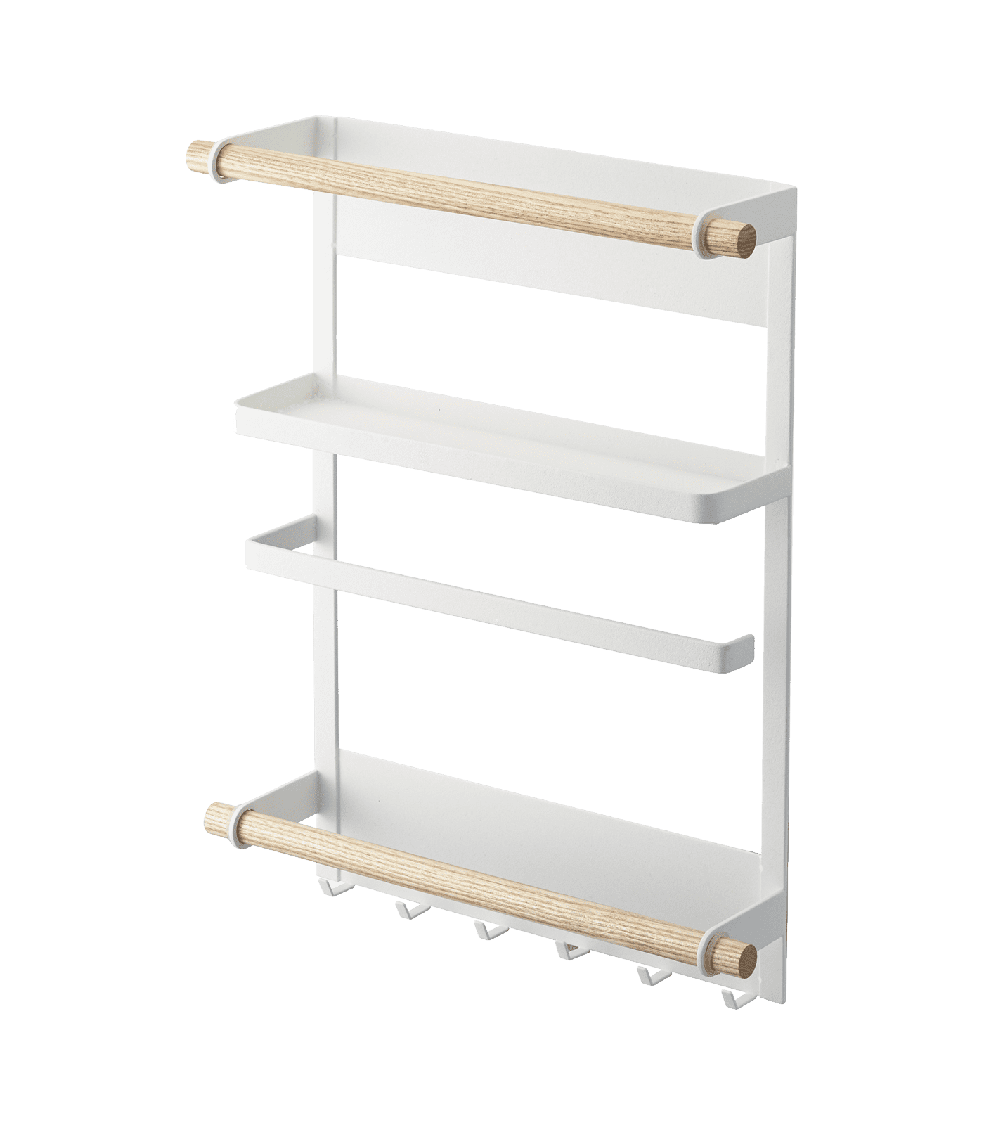 White and Natural Steel Magnetic Kitchen Organizer Rack