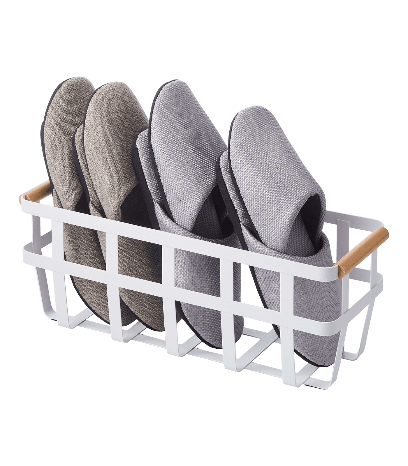 Tosca White Slim Steel and Wood Storage Basket