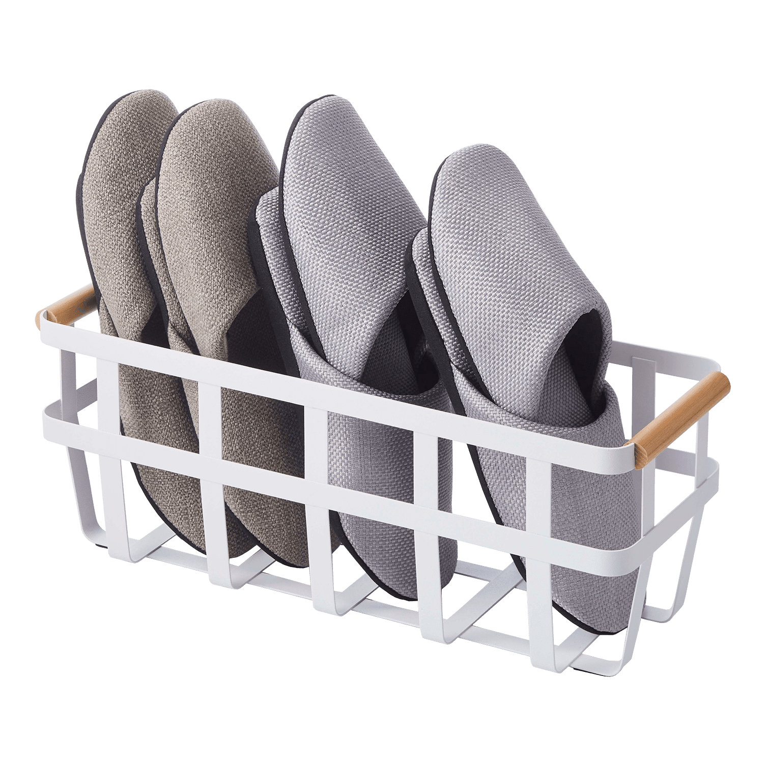 Tosca White Slim Steel and Wood Storage Basket