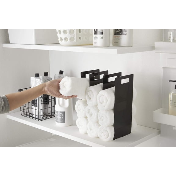 Yamazaki Home Tower Interlocking Towel Organizer - Bathroom Storage Shelf Rack - Steel