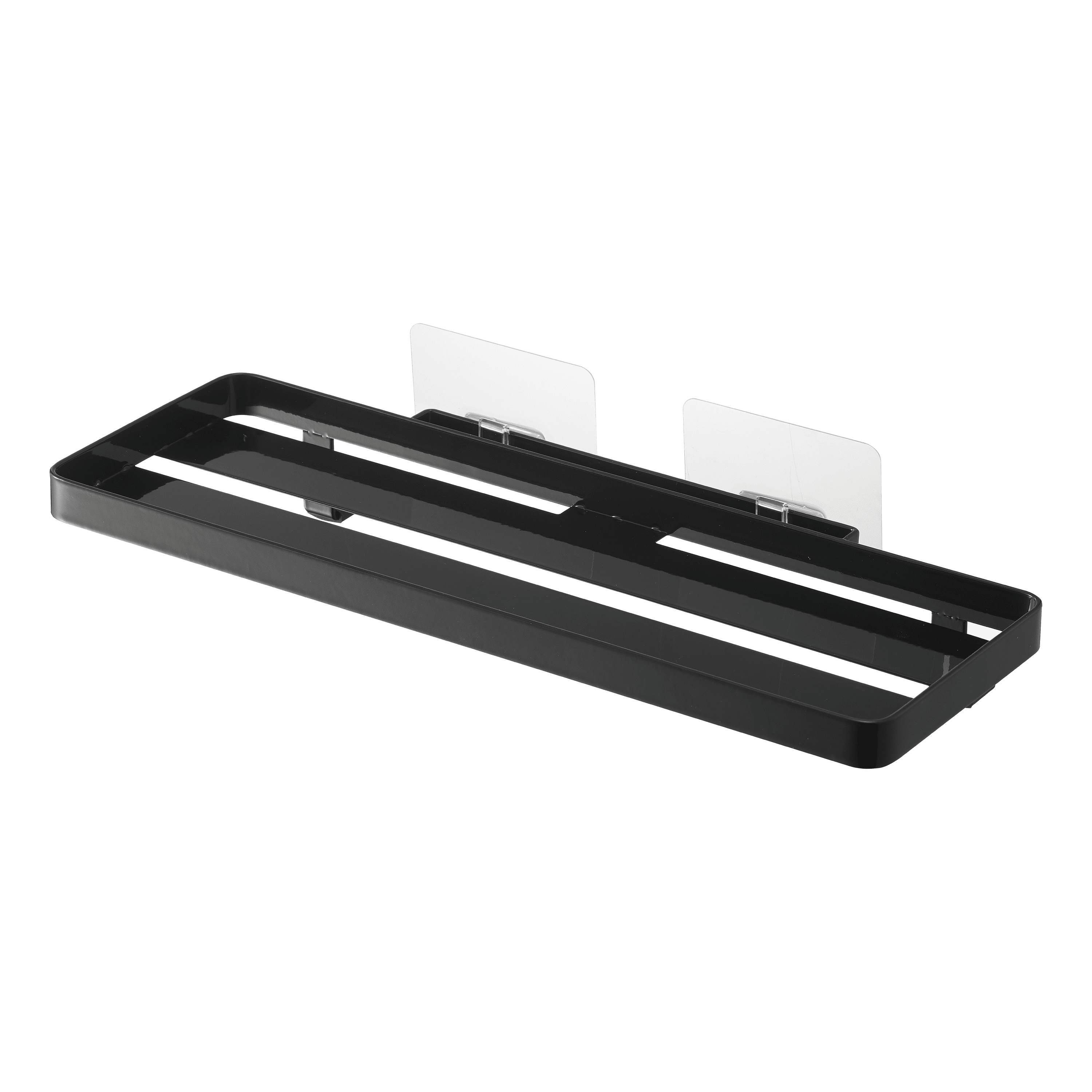 Black Steel Traceless Adhesive Floating Tray, 11.81 inches