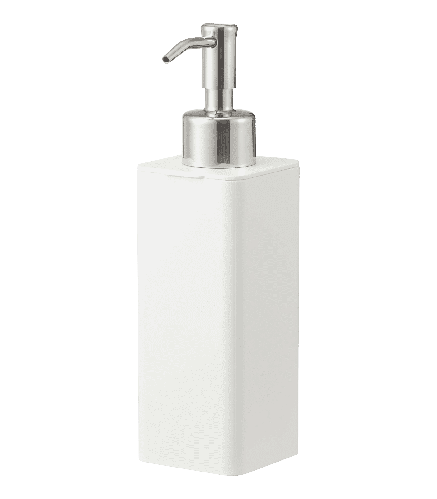 White Adhesive Wall-Mounted Soap Dispenser with Stainless Steel Pump