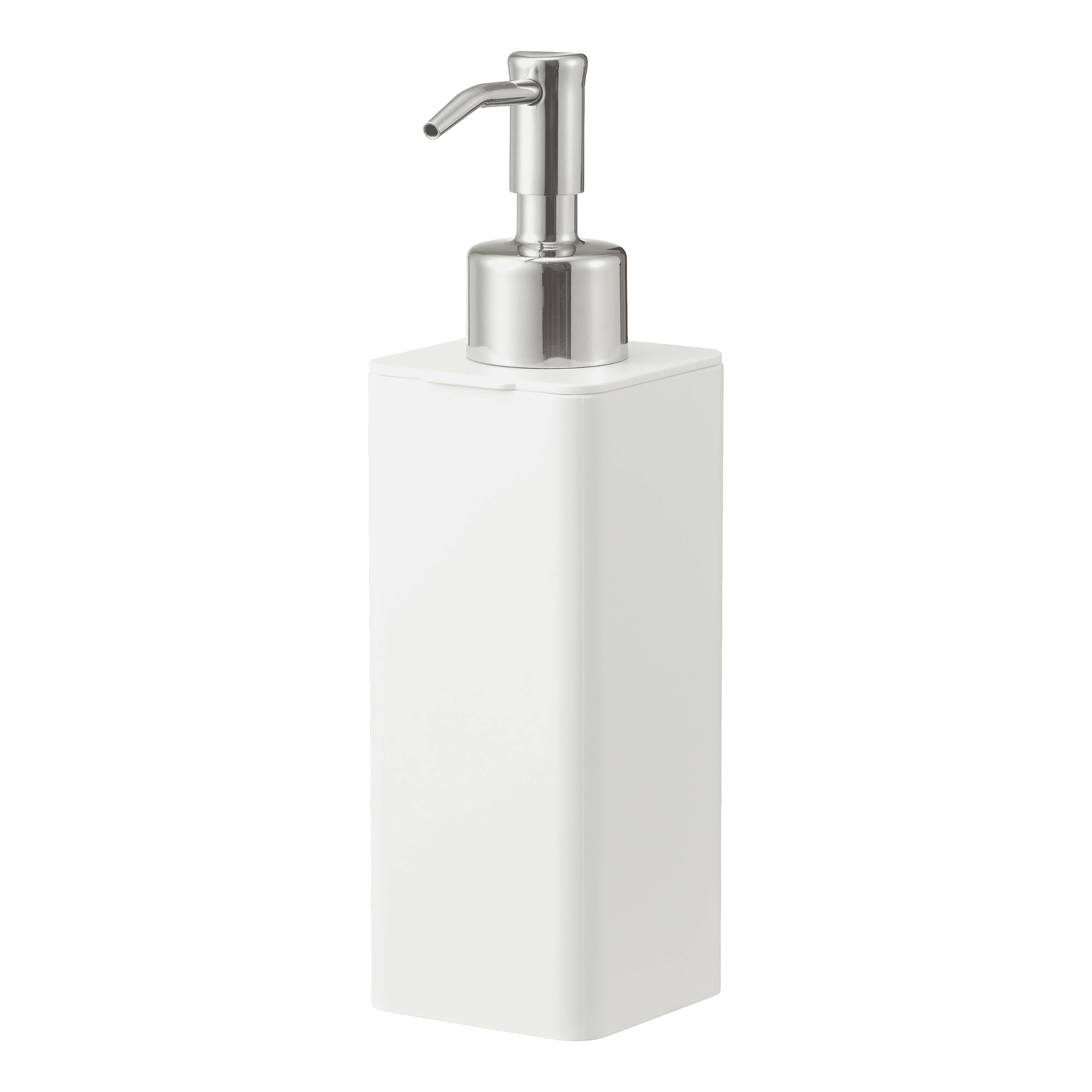 White Adhesive Wall-Mounted Soap Dispenser with Stainless Steel Pump
