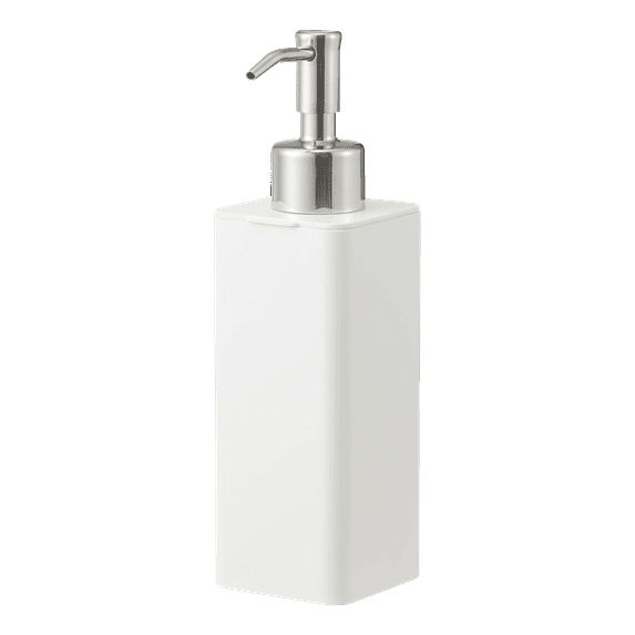Yamazaki Home Traceless Adhesive Soap Dispenser, White, ABS Plastic, Supports 1.1 pounds, Adhesive, No Assembly
