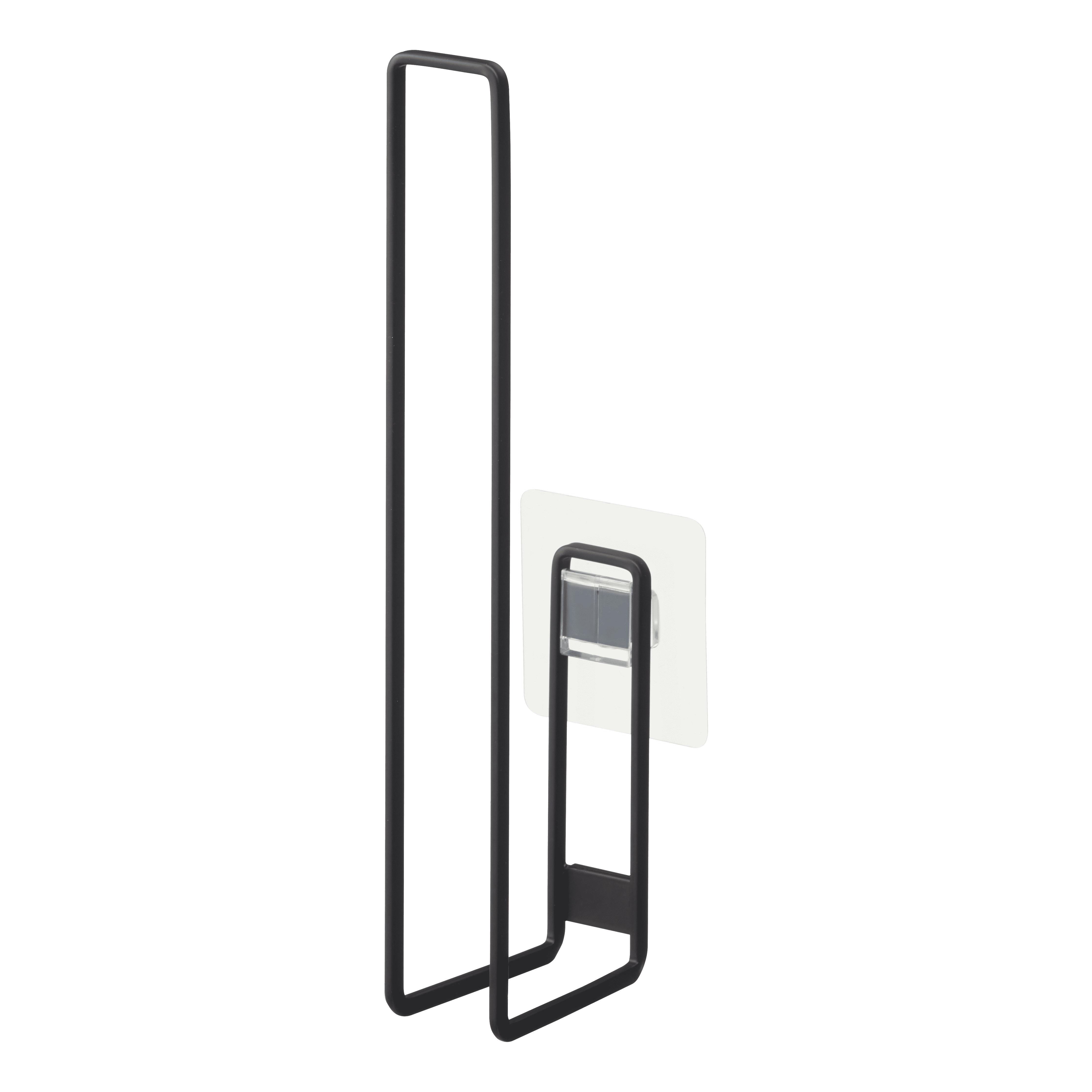 Compact Black Steel Traceless Adhesive Toilet Paper Holder