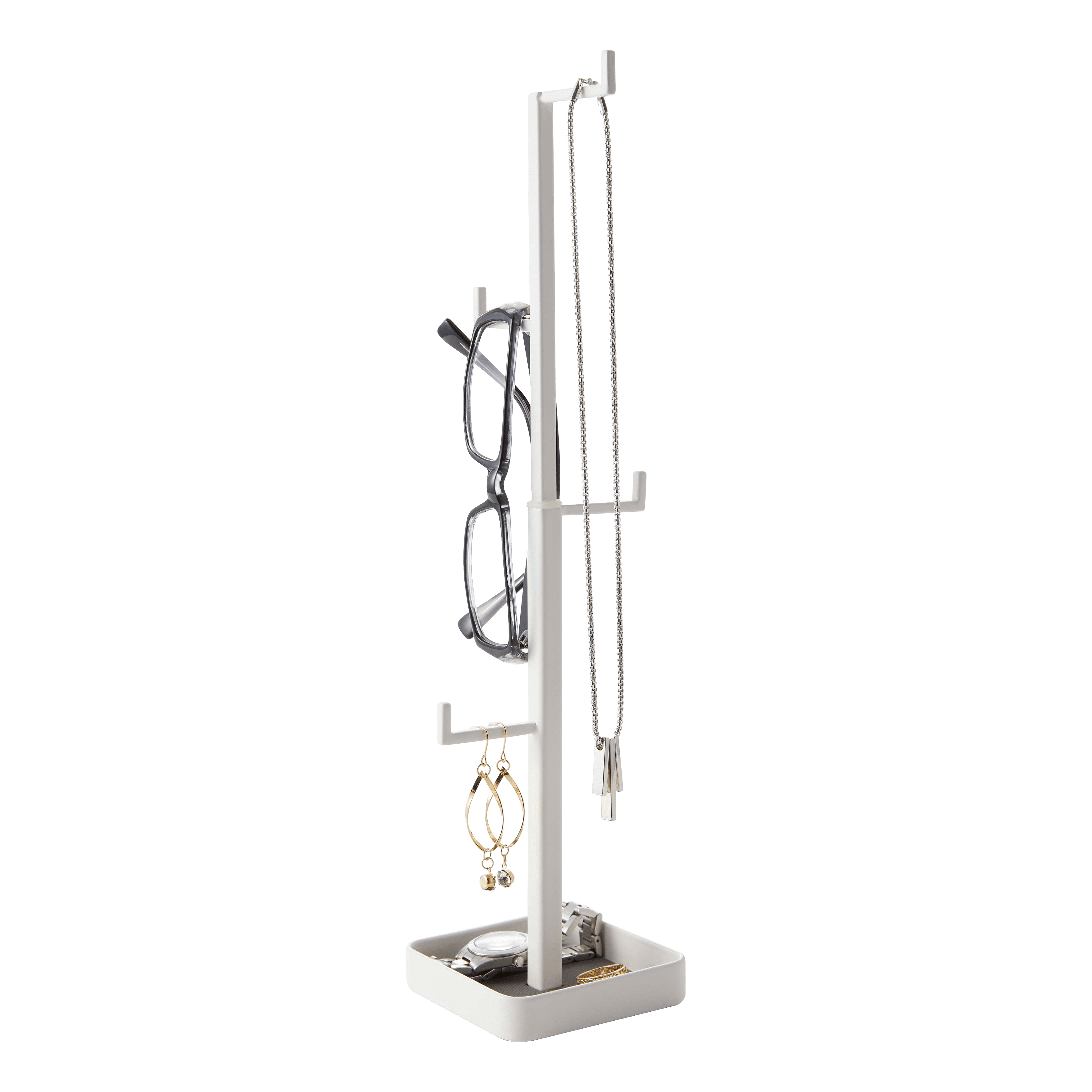 White Adjustable Metal Jewelry Stand with Tray
