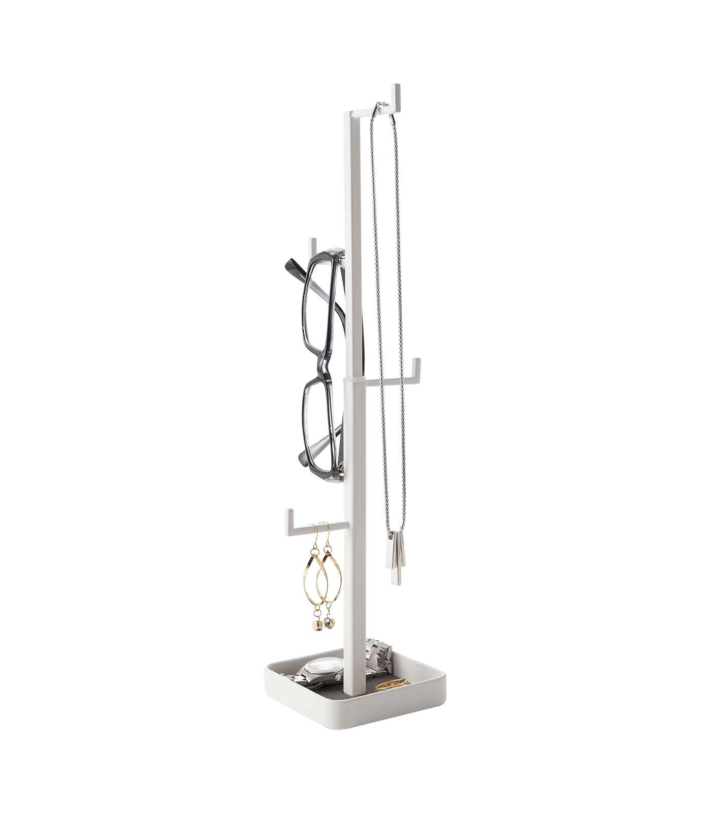White Adjustable Metal Jewelry Stand with Tray