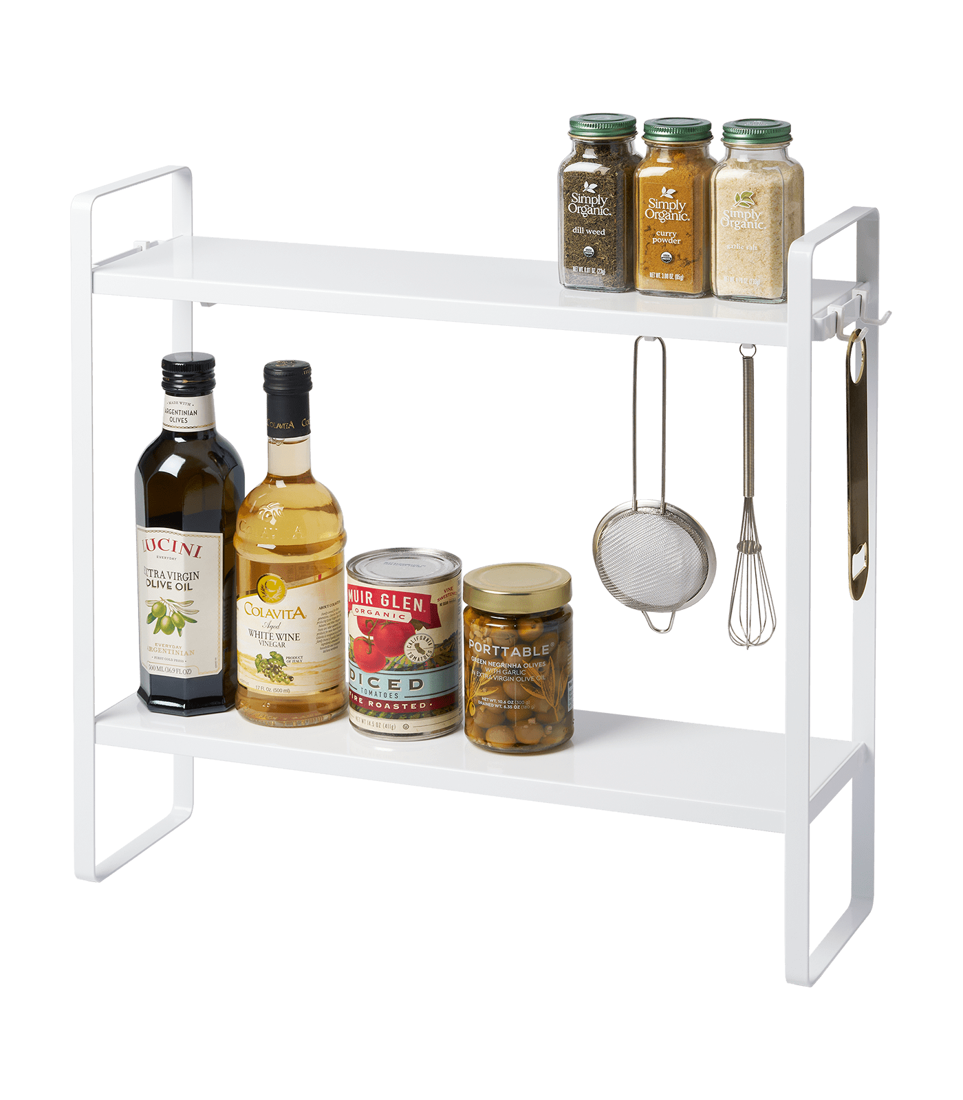 White Steel Two-Tier Countertop Kitchen Storage Rack