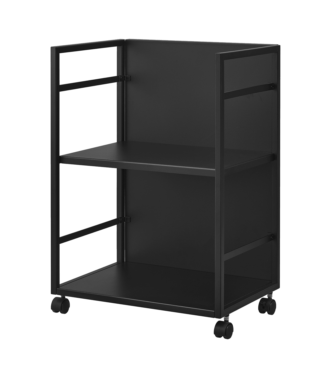 Black Two-Tier Hideaway Storage Cart with Adjustable Shelf