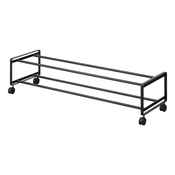 Yamazaki Home Two-Tier Rolling Shoe Rack, Black, Steel