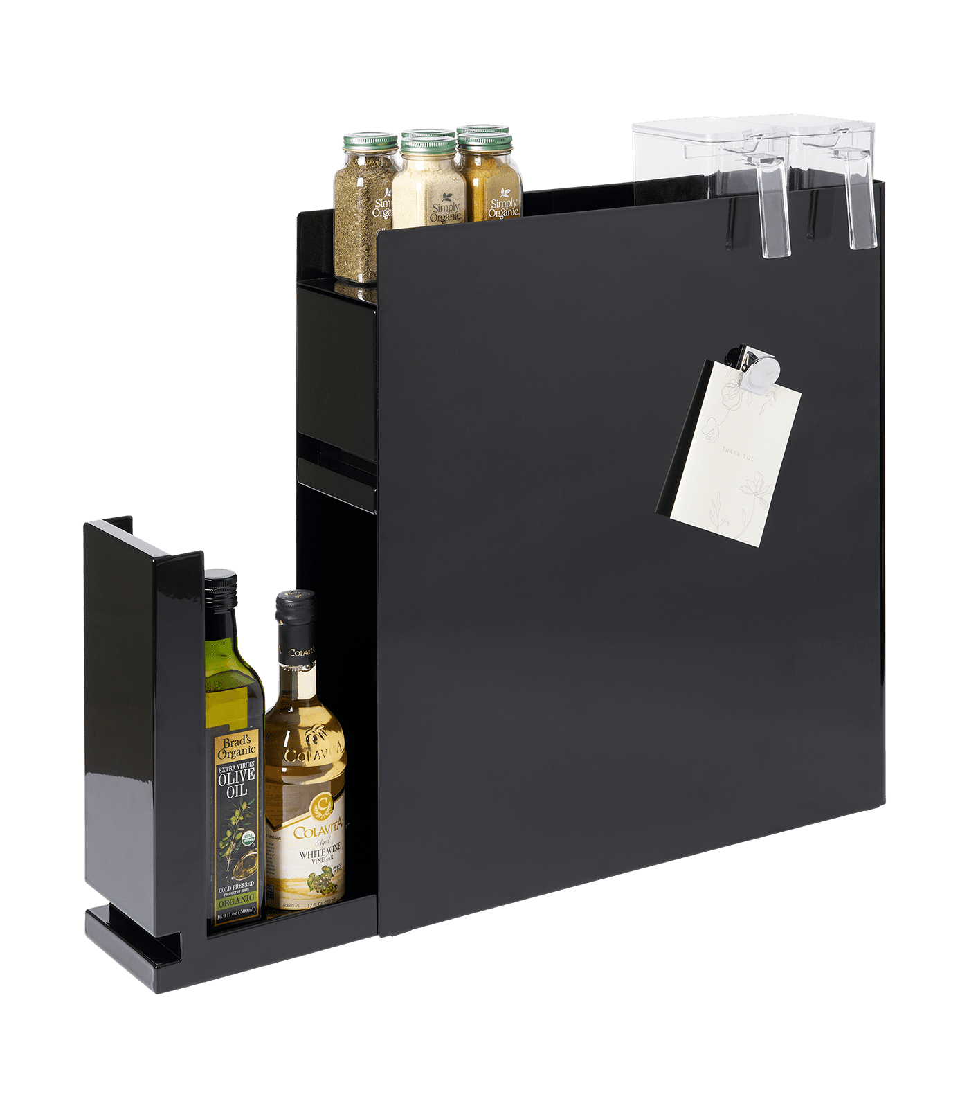 Black Steel Two-Tier Magnetic Countertop Spice Rack