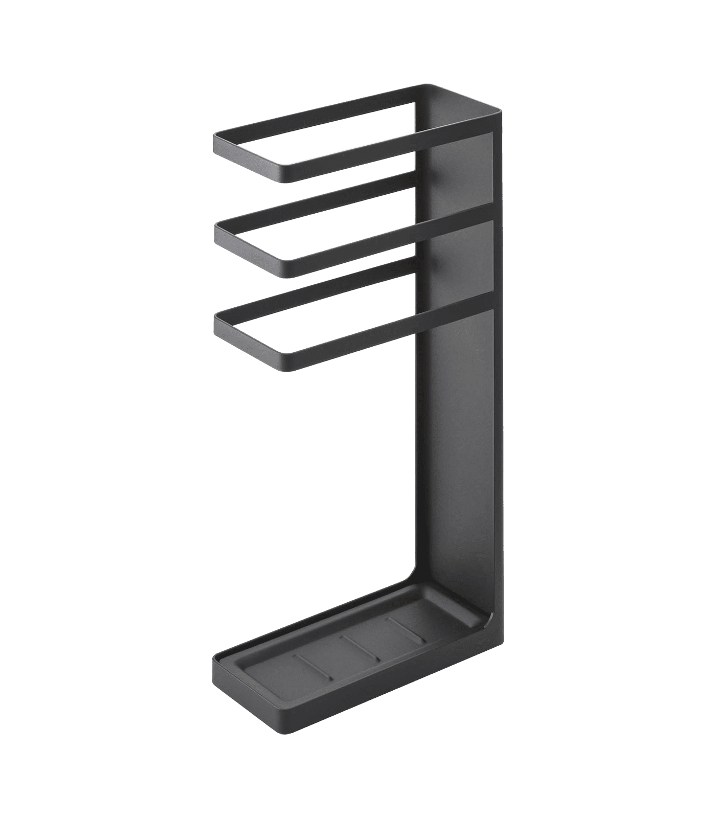 Black Metal Freestanding Umbrella Holder with Openwork Design
