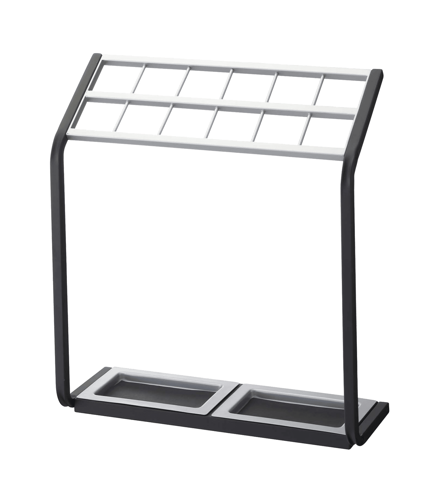 Modern Black and Silver 12-Slot Metal Umbrella Stand