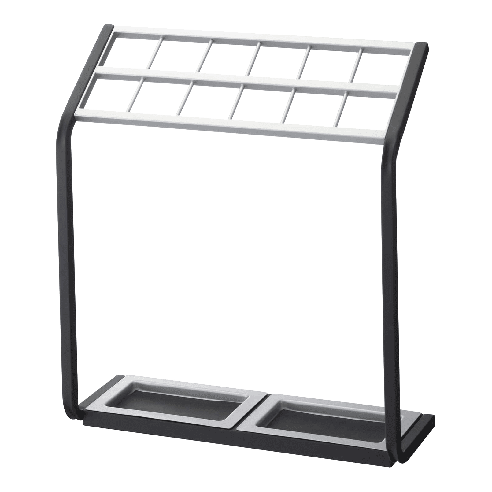 Modern Black and Silver 12-Slot Metal Umbrella Stand