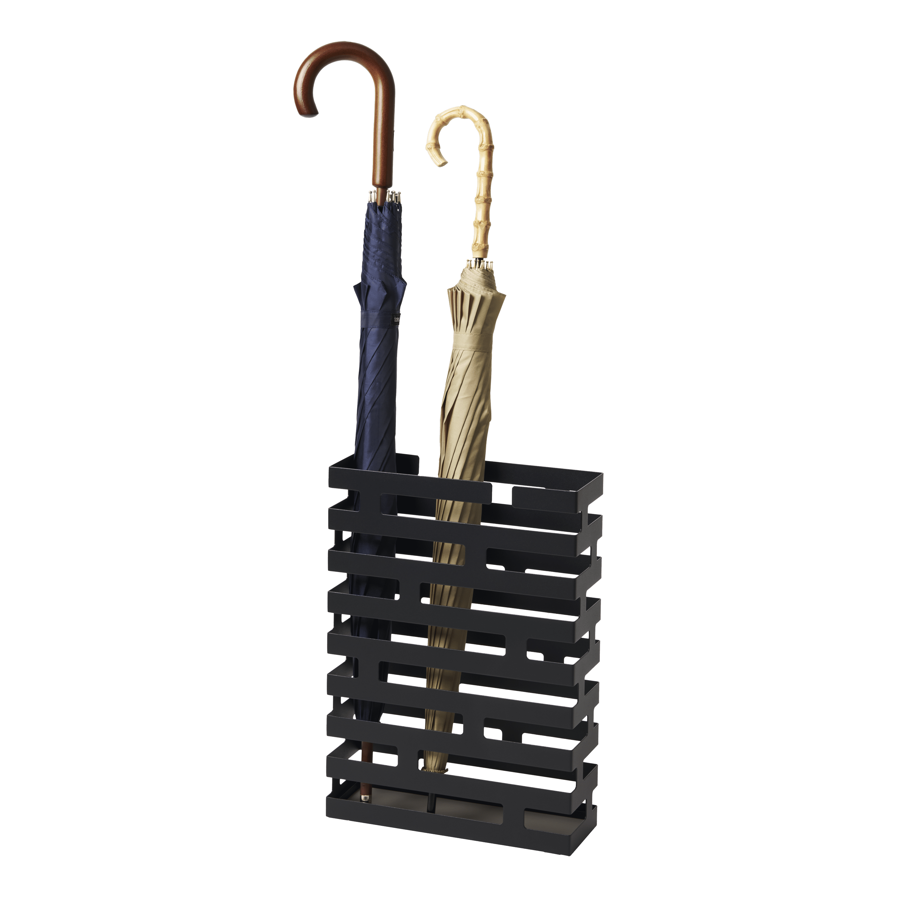 Black Powder-Coated Steel Rectangular Umbrella Stand