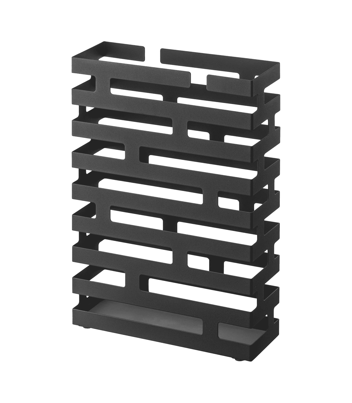 Black Powder-Coated Steel Rectangular Umbrella Stand