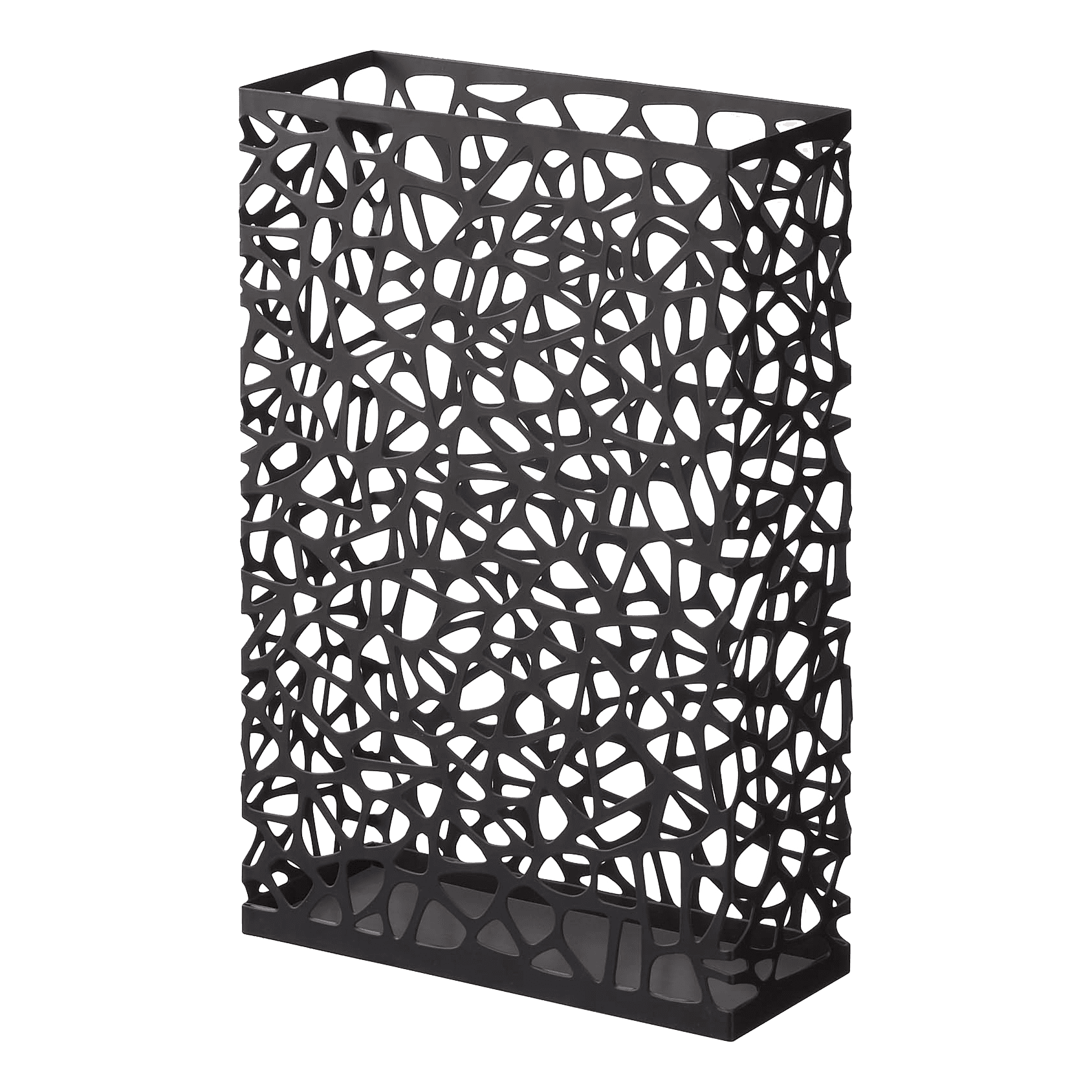 Black Steel Rectangular Umbrella Stand with Webbed Design