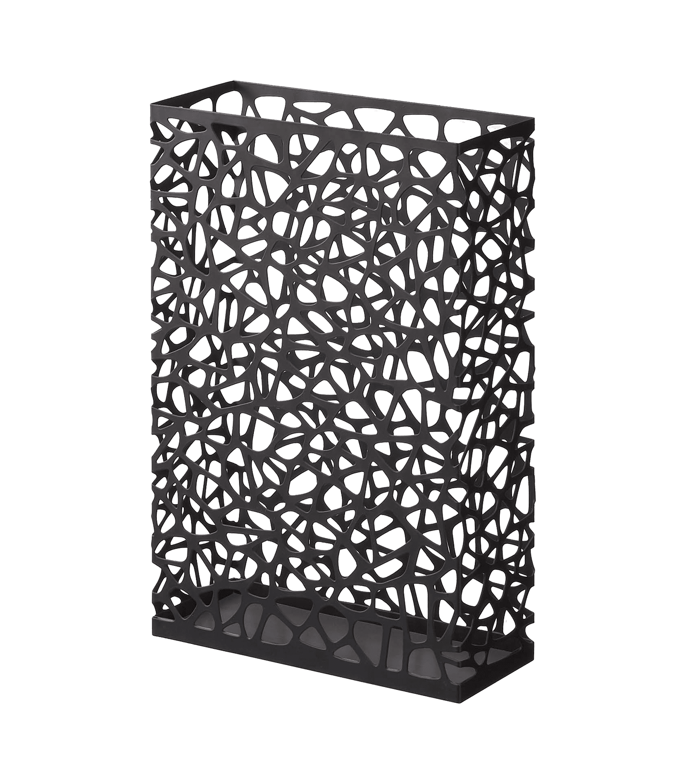 Black Steel Rectangular Umbrella Stand with Webbed Design