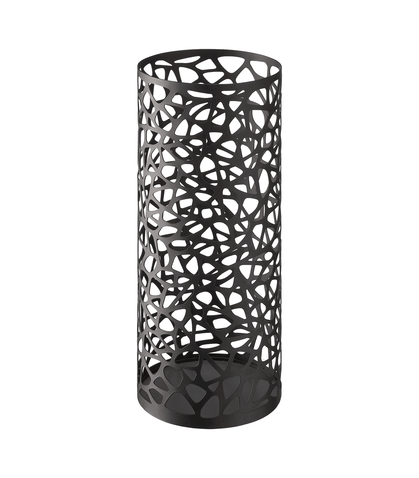 Yamazaki Black Metal Round Umbrella Stand with Webbed Design
