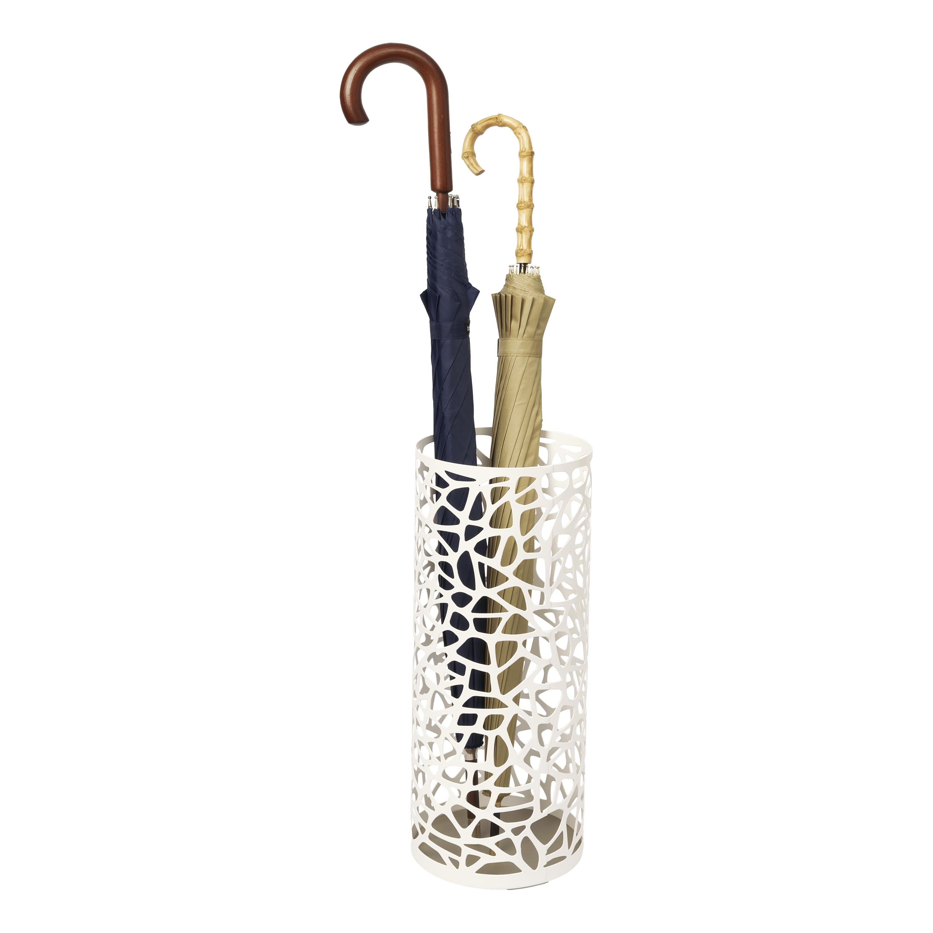 White Metal Bird Nest Umbrella Stand, 18.3"