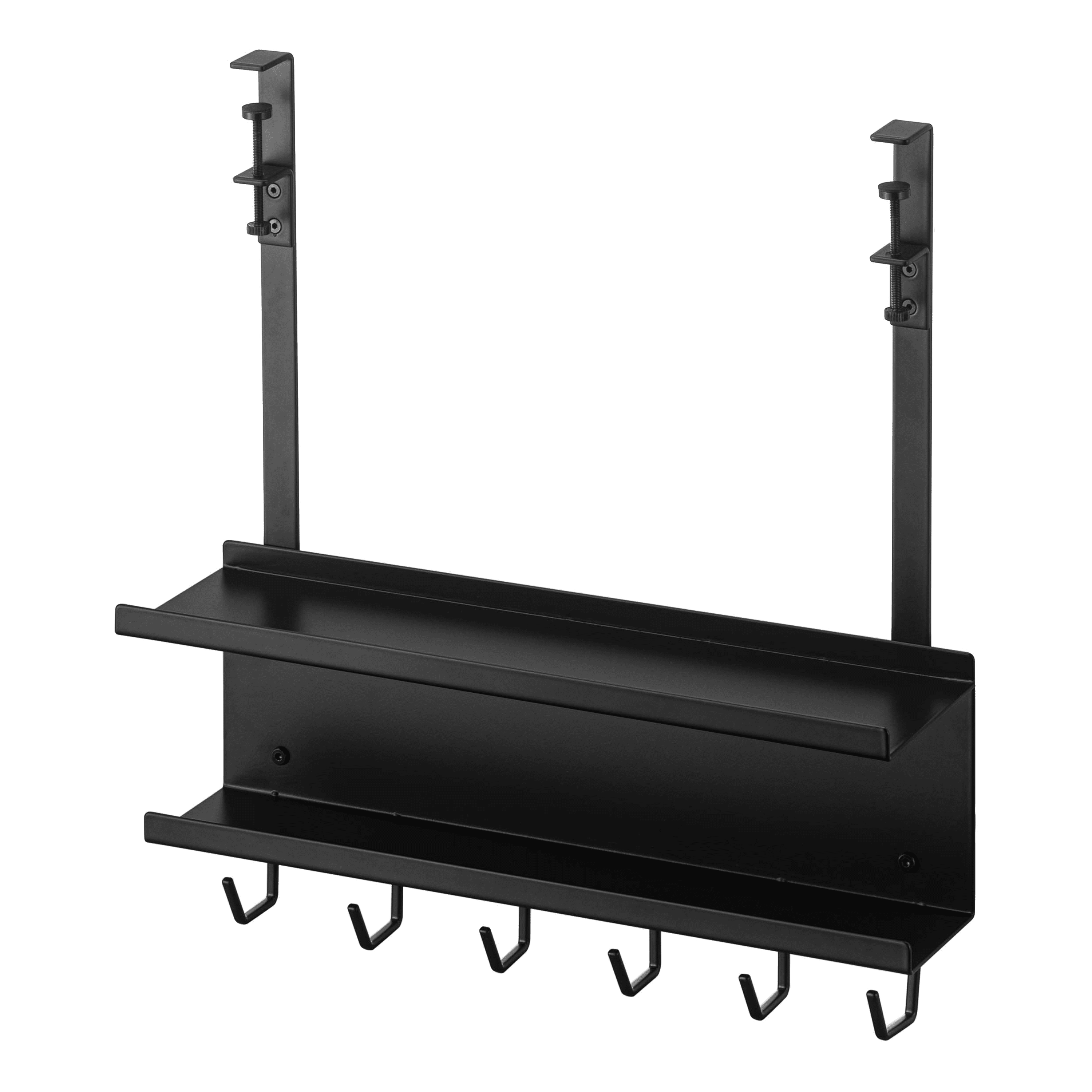 Black Steel Under-Desk Cable and Router Storage Rack