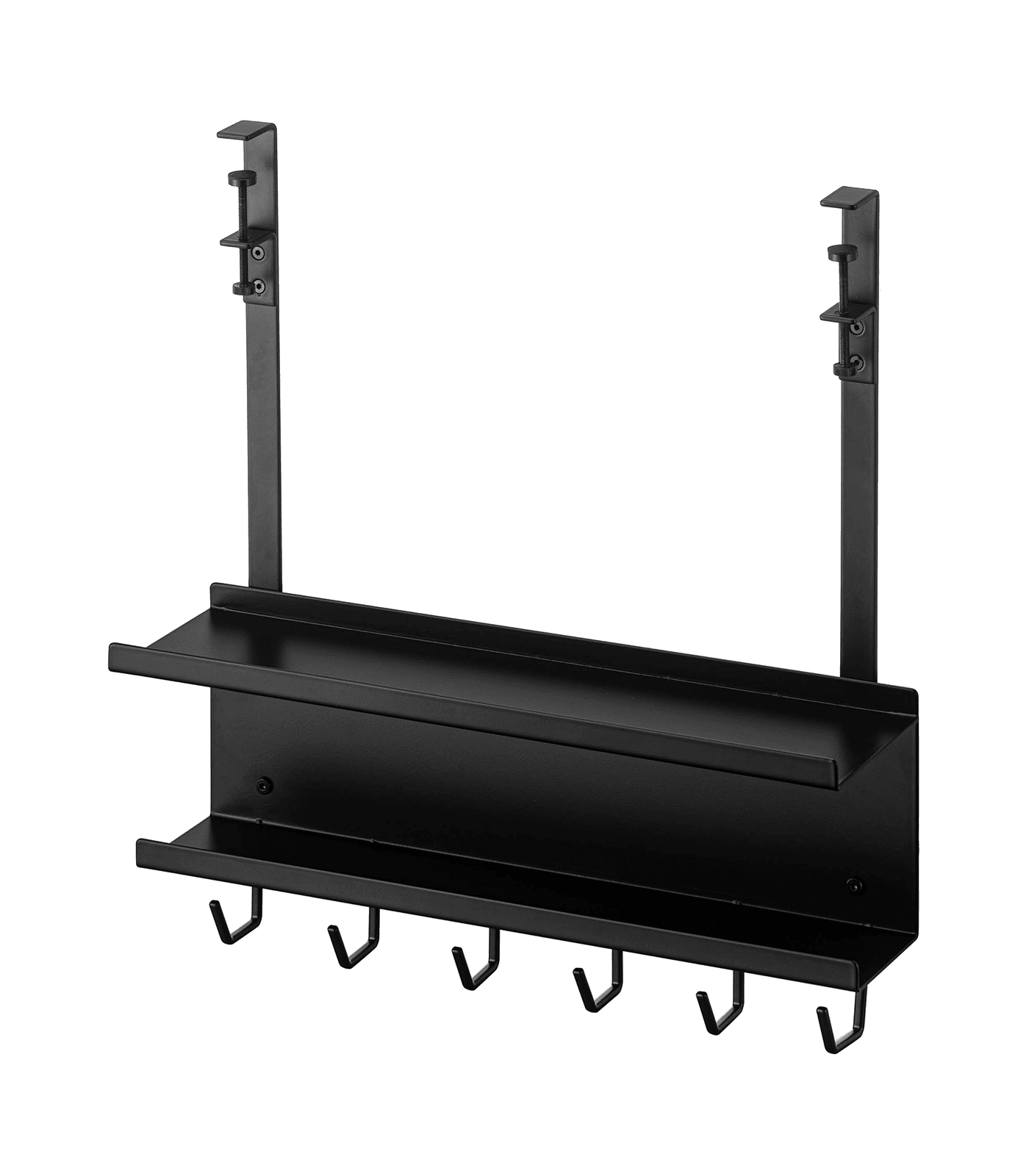 Black Steel Under-Desk Cable and Router Storage Rack
