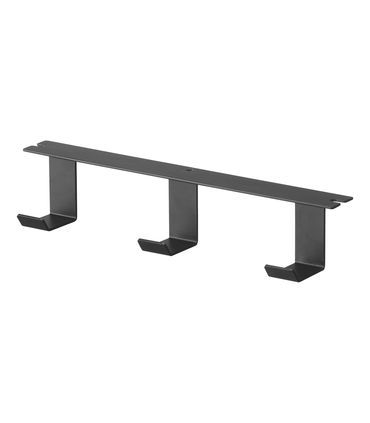 Black Steel Under-Desk Hanger with Wooden Hooks