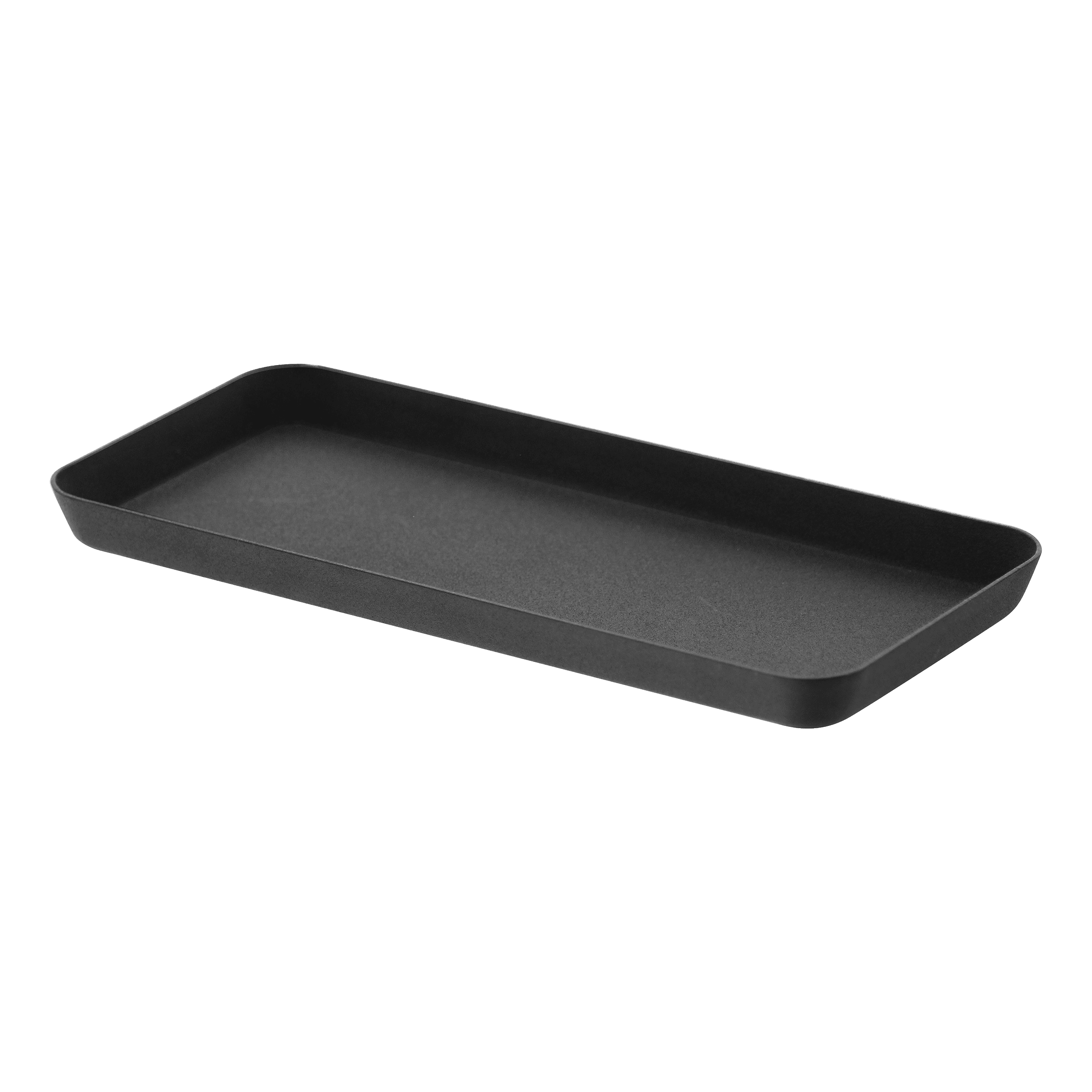 Sleek Black Steel Space-Saving Vanity Tray, 4" x 8.5"