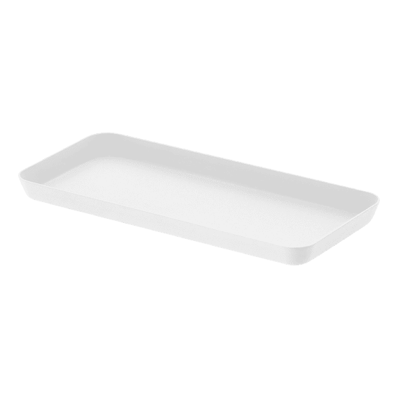Yamazaki Home Vanity Tray - Flat - Two Sizes, White, Steel, 4" x 8.5", No Assembly