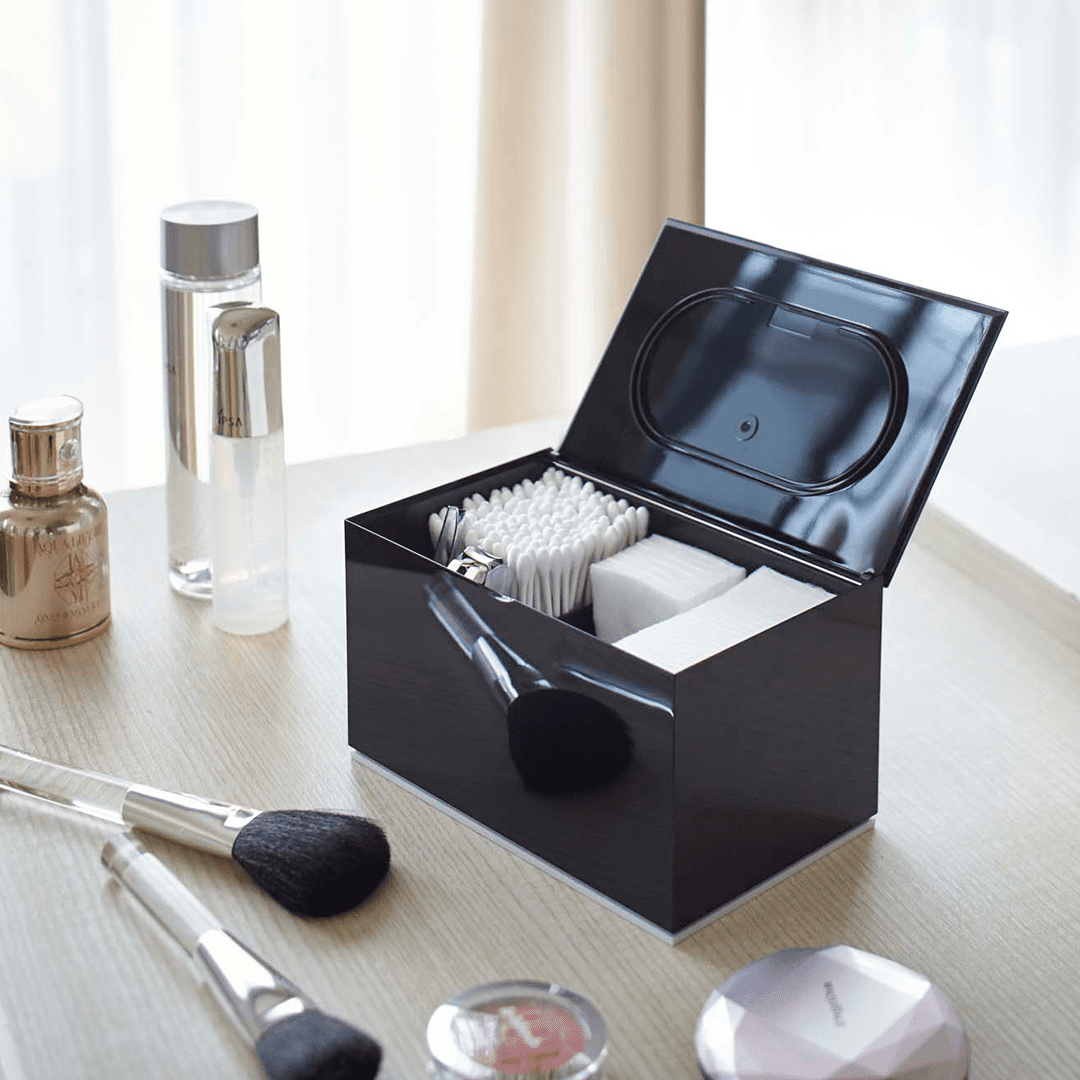 Black Compact Cotton Case Makeup Organizer with Lid
