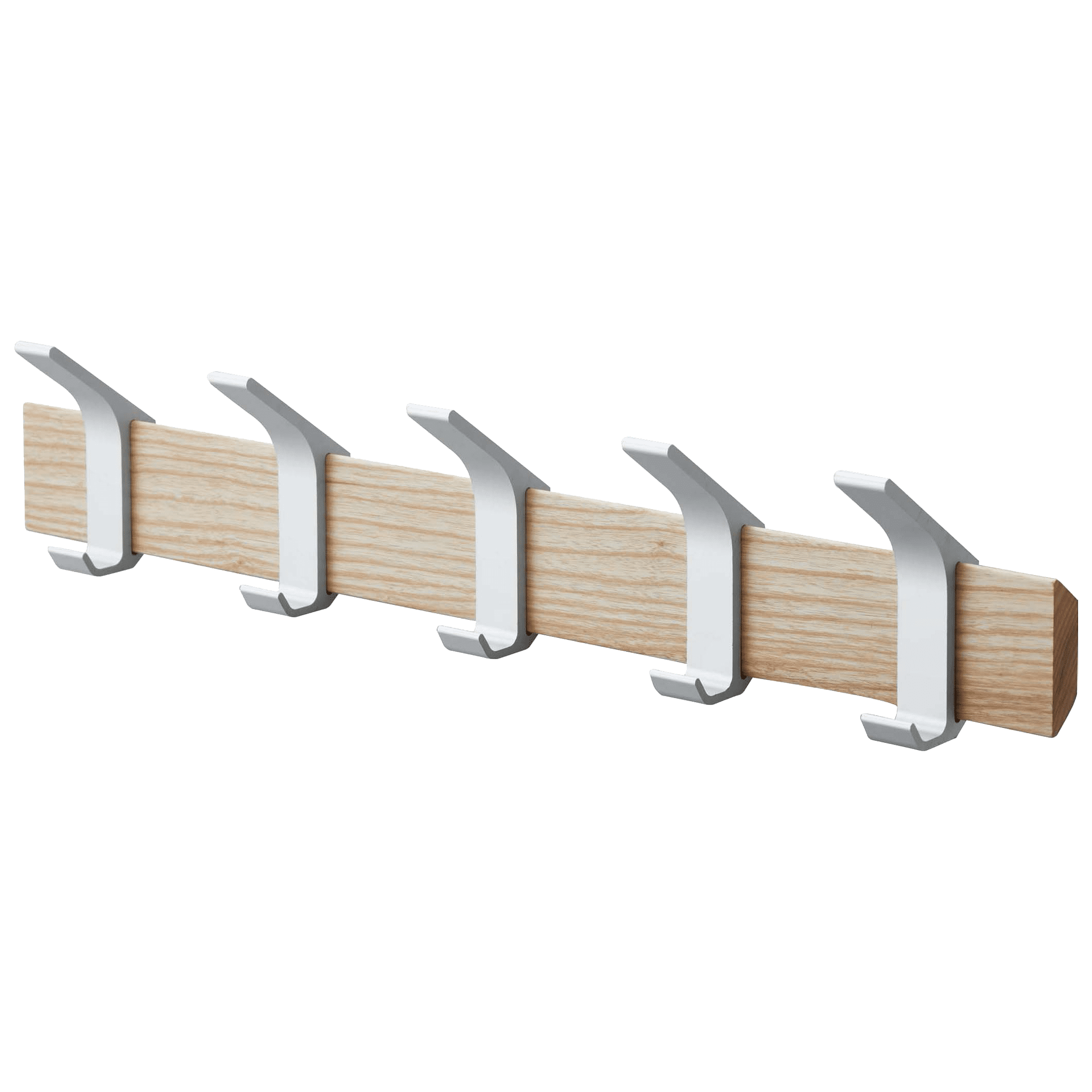Adjustable Urban Sophisticate Wall-Mounted Coat Hanger in Natural Wood and Aluminum