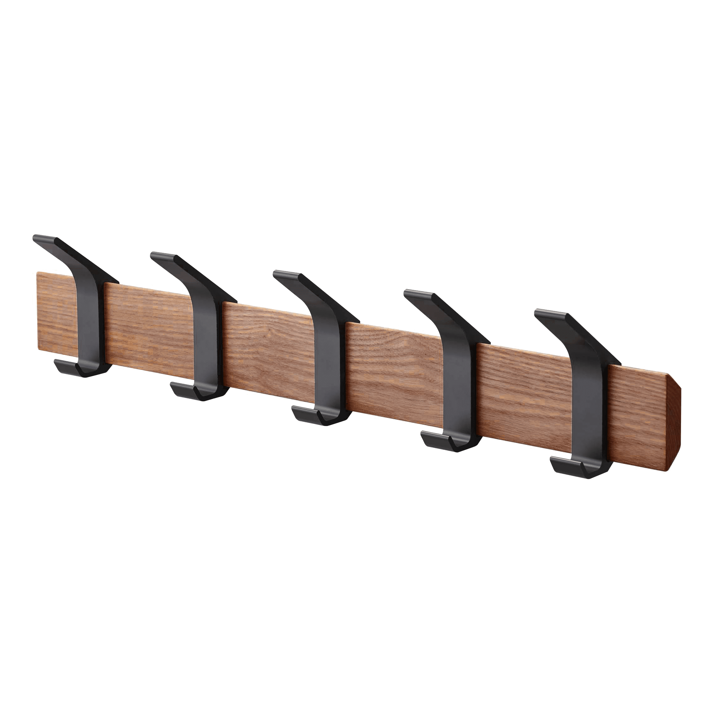 Modern Urban Walnut and Steel Adjustable Wall-Mounted Coat Hanger