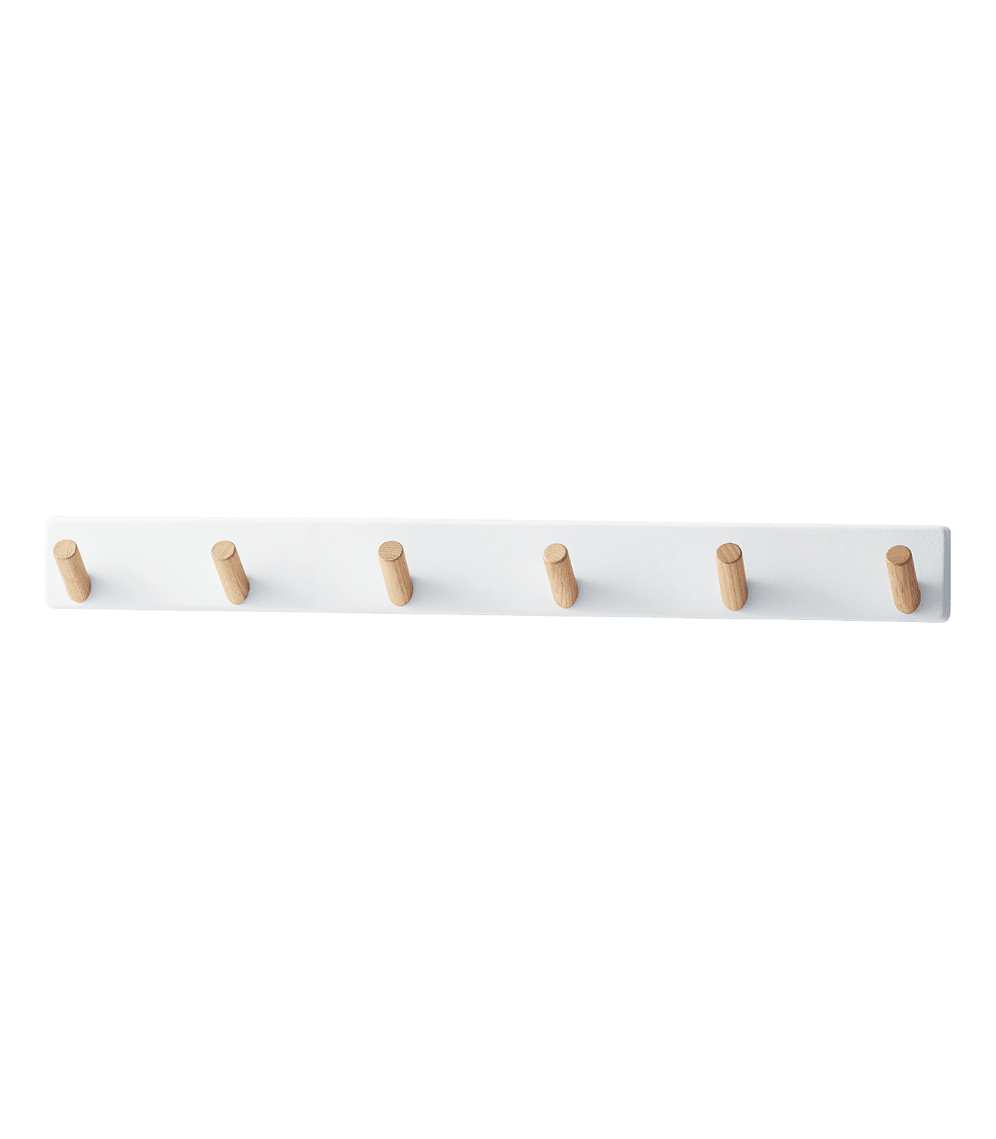 White Wall-Mounted Coat Hanger with Wooden Pegs