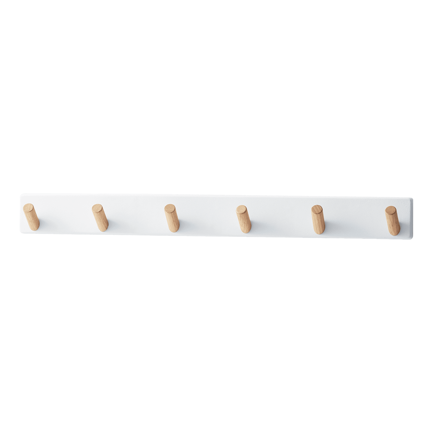 White Wall-Mounted Coat Hanger with Wooden Pegs