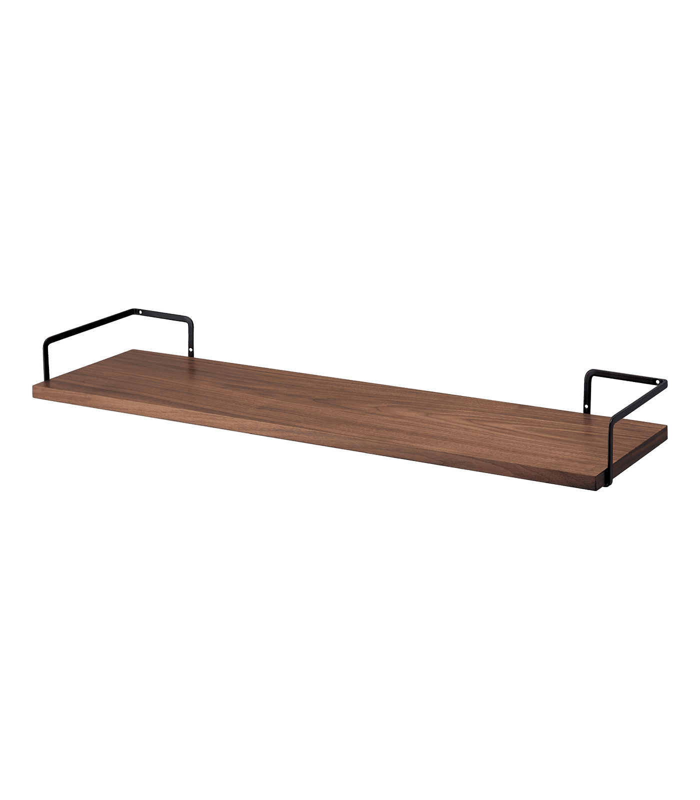 Contemporary Black Steel and Wood Wall-Mounted Shelf