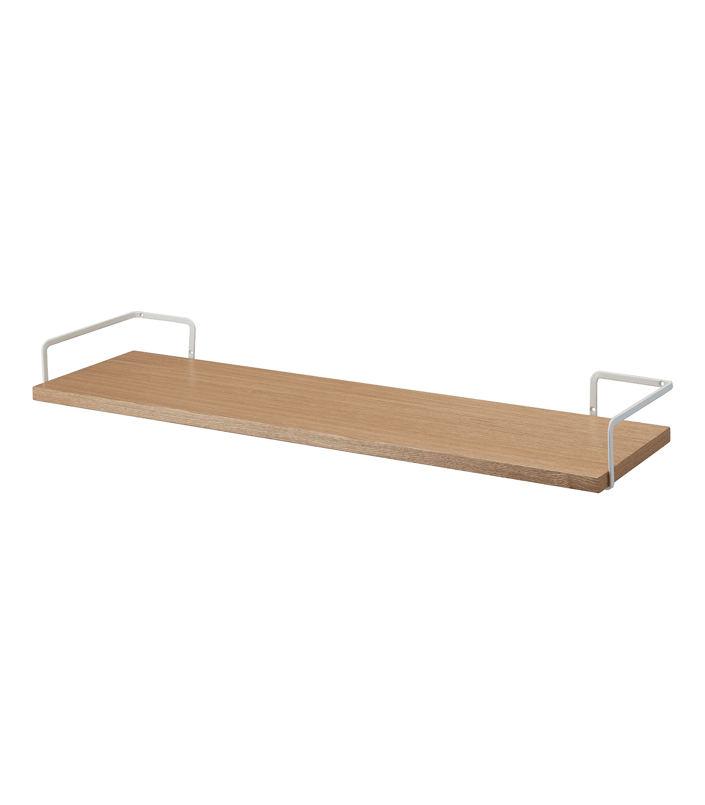 White Wall-Mounted Wood Shelf with Steel Brackets