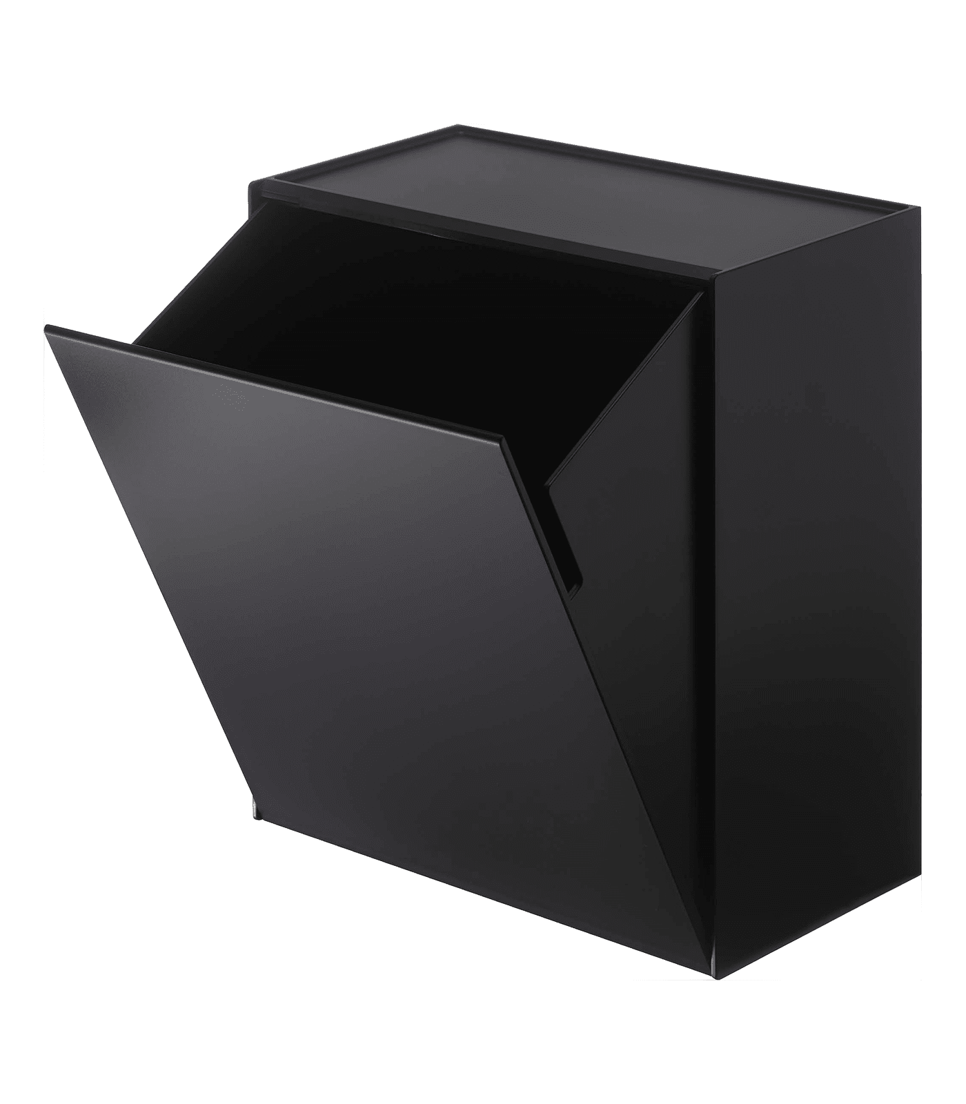 Black Wall-Mounted Plastic Storage and Trash Bin