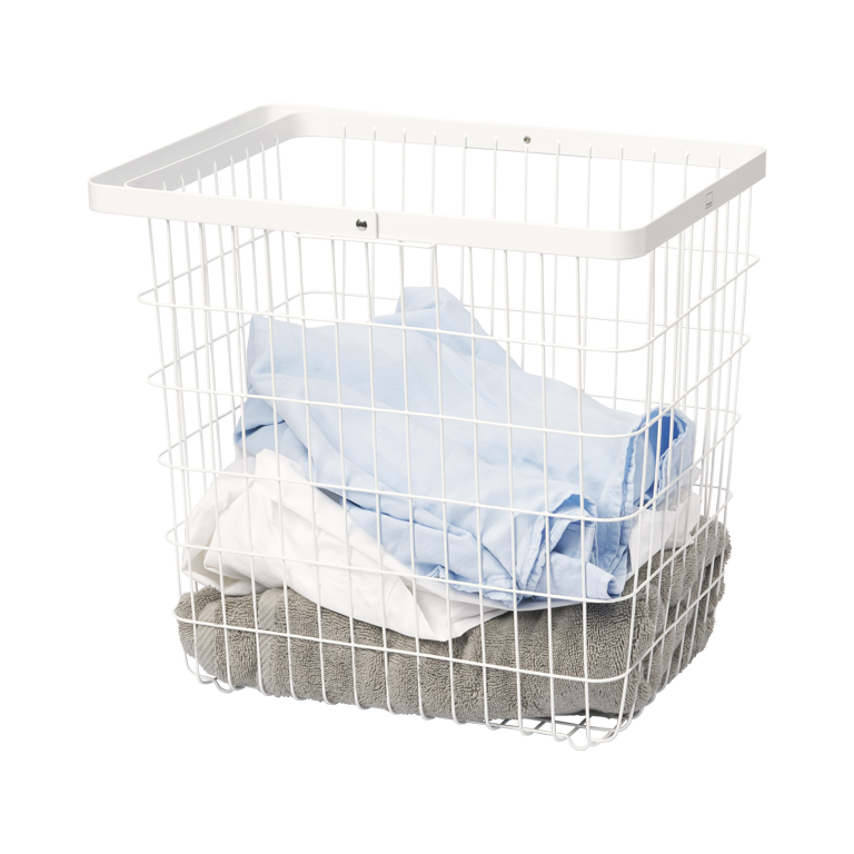 Yamazaki Home Bathroom Organizer Bin, White Steel Wire Basket