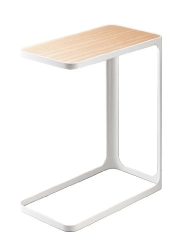 Minimalist Metal and Wood C-Shaped Side Table - Compact and Versatile