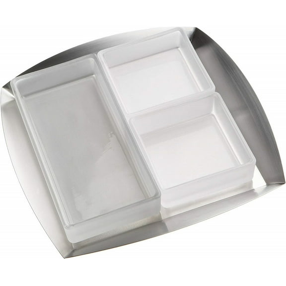 Yamazaki Signature Collection 9-Inch Snack Tray Set with 3 Glass Inserts