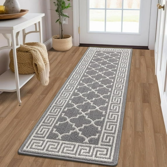 Yamaziot 1.7'x5' Hallway Runner Rug, Washable Kitchen Floor Runners for Hallway, Non Skid Entryway Runner Mat Low Profile Inside Doormat Door Rugs, Gray