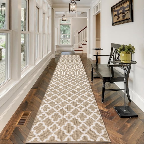 Yamaziot 2.7'x12' Runners Rug for Long Hallways, Runners Rugs for Floor Mat, Non Slip Washable Beige Rug Carpet