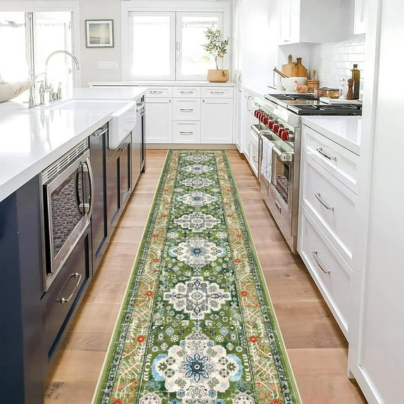 Yamaziot 2'x10' Boho Runner Rug for Hallway, Extre Long Laundry Room Rug, Farmhouse Kitchen Rug, Non-Shedding Mat for Bedroom, Living Room, Dining Room
