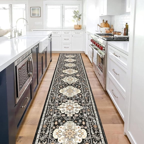 Yamaziot 2'x10' Boho Runner Rug for Hallway, Extre Long Laundry Room Rug, Farmhouse Kitchen Rug, Non-Shedding Mat for Bedroom, Living Room, Dining Room